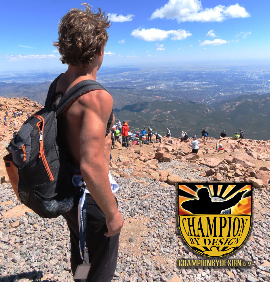 Champion athlete conquering the summit